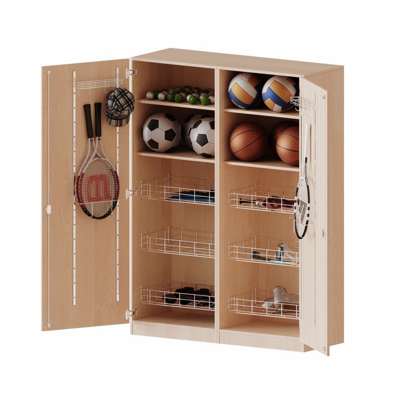 Sportschrank mit 6 Ballkörben und Kleingerätehalter, 4 Dekore